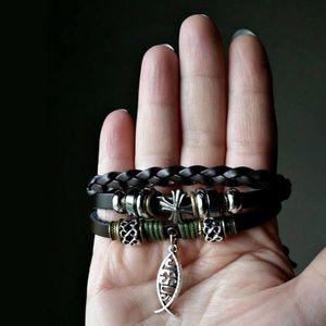 Jesus Leather Tie Bracelet